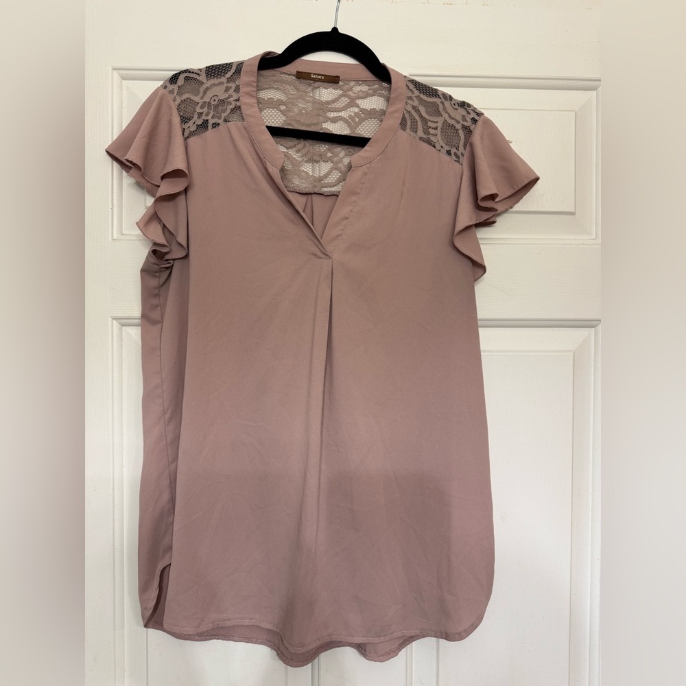Pink Lace Accent Blouse